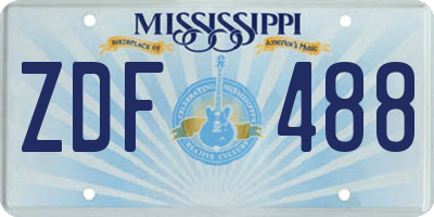 MS license plate ZDF488