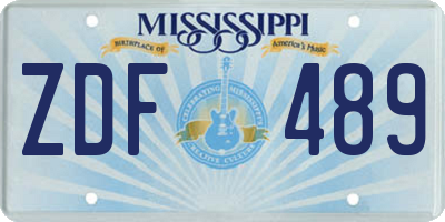 MS license plate ZDF489