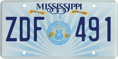 MS license plate ZDF491
