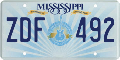 MS license plate ZDF492