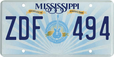 MS license plate ZDF494