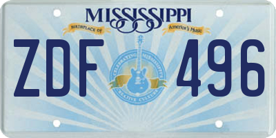 MS license plate ZDF496