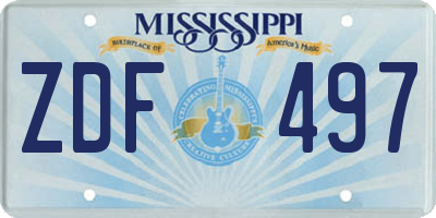 MS license plate ZDF497