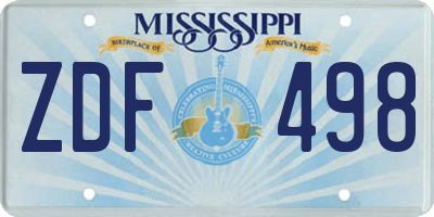 MS license plate ZDF498