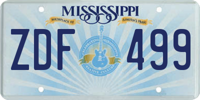 MS license plate ZDF499