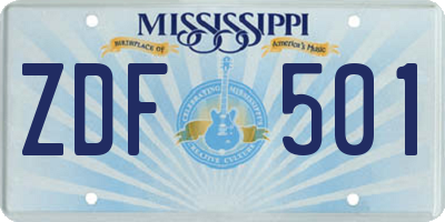 MS license plate ZDF501
