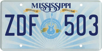 MS license plate ZDF503