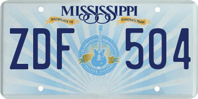 MS license plate ZDF504