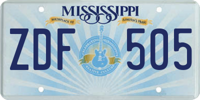 MS license plate ZDF505