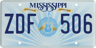 MS license plate ZDF506