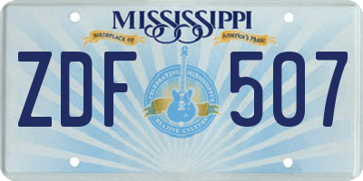 MS license plate ZDF507