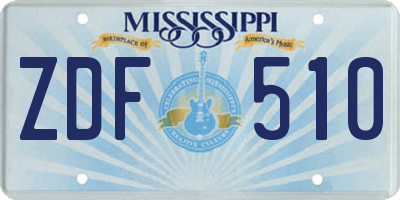 MS license plate ZDF510