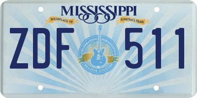 MS license plate ZDF511