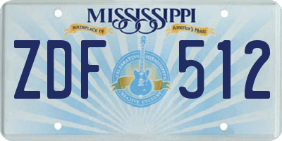 MS license plate ZDF512