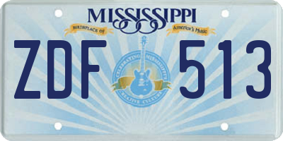 MS license plate ZDF513