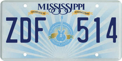 MS license plate ZDF514