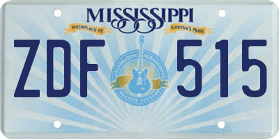 MS license plate ZDF515