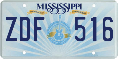 MS license plate ZDF516