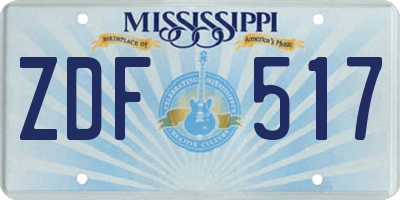 MS license plate ZDF517