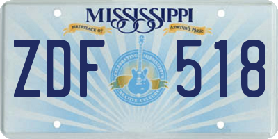 MS license plate ZDF518