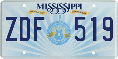 MS license plate ZDF519