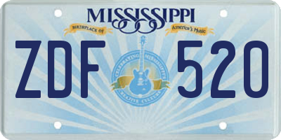 MS license plate ZDF520