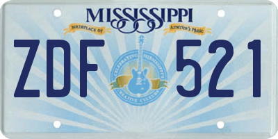 MS license plate ZDF521