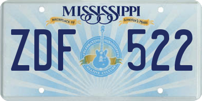 MS license plate ZDF522