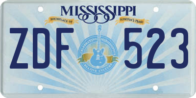MS license plate ZDF523