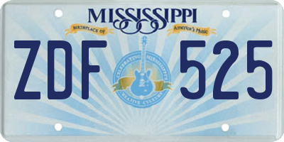 MS license plate ZDF525