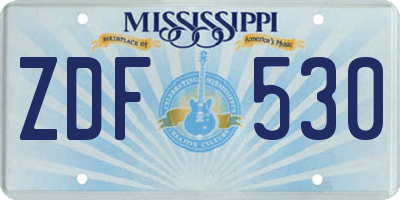 MS license plate ZDF530
