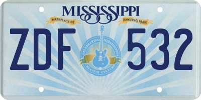 MS license plate ZDF532