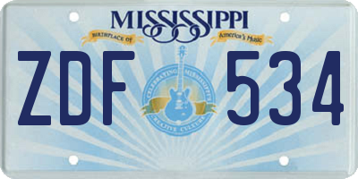 MS license plate ZDF534