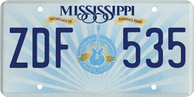 MS license plate ZDF535
