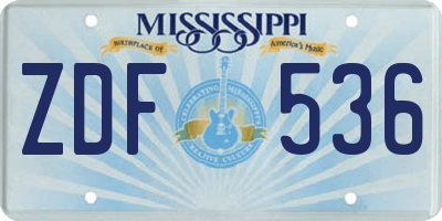 MS license plate ZDF536