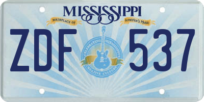 MS license plate ZDF537