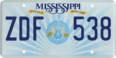 MS license plate ZDF538