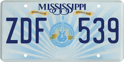 MS license plate ZDF539