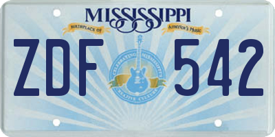 MS license plate ZDF542