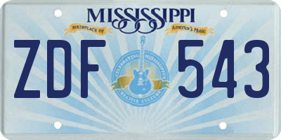 MS license plate ZDF543