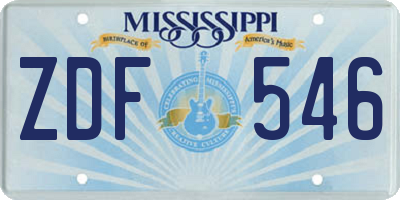 MS license plate ZDF546
