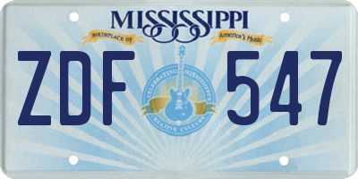 MS license plate ZDF547