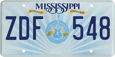 MS license plate ZDF548