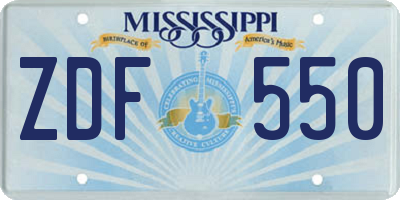 MS license plate ZDF550