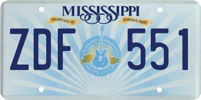 MS license plate ZDF551