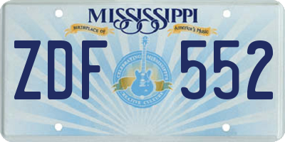 MS license plate ZDF552