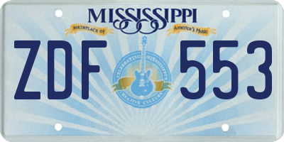 MS license plate ZDF553