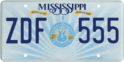 MS license plate ZDF555