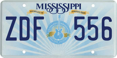MS license plate ZDF556