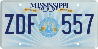 MS license plate ZDF557